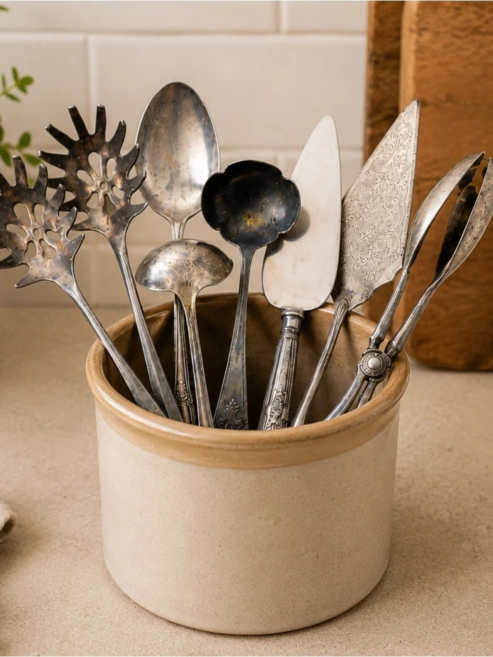 Vintage Silverplate Serving Utensil Lot Pasta Tongs Ladles Cake Server 8 Pieces